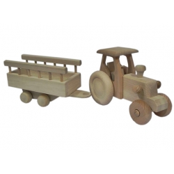 Traktor drewniany z przyczepką